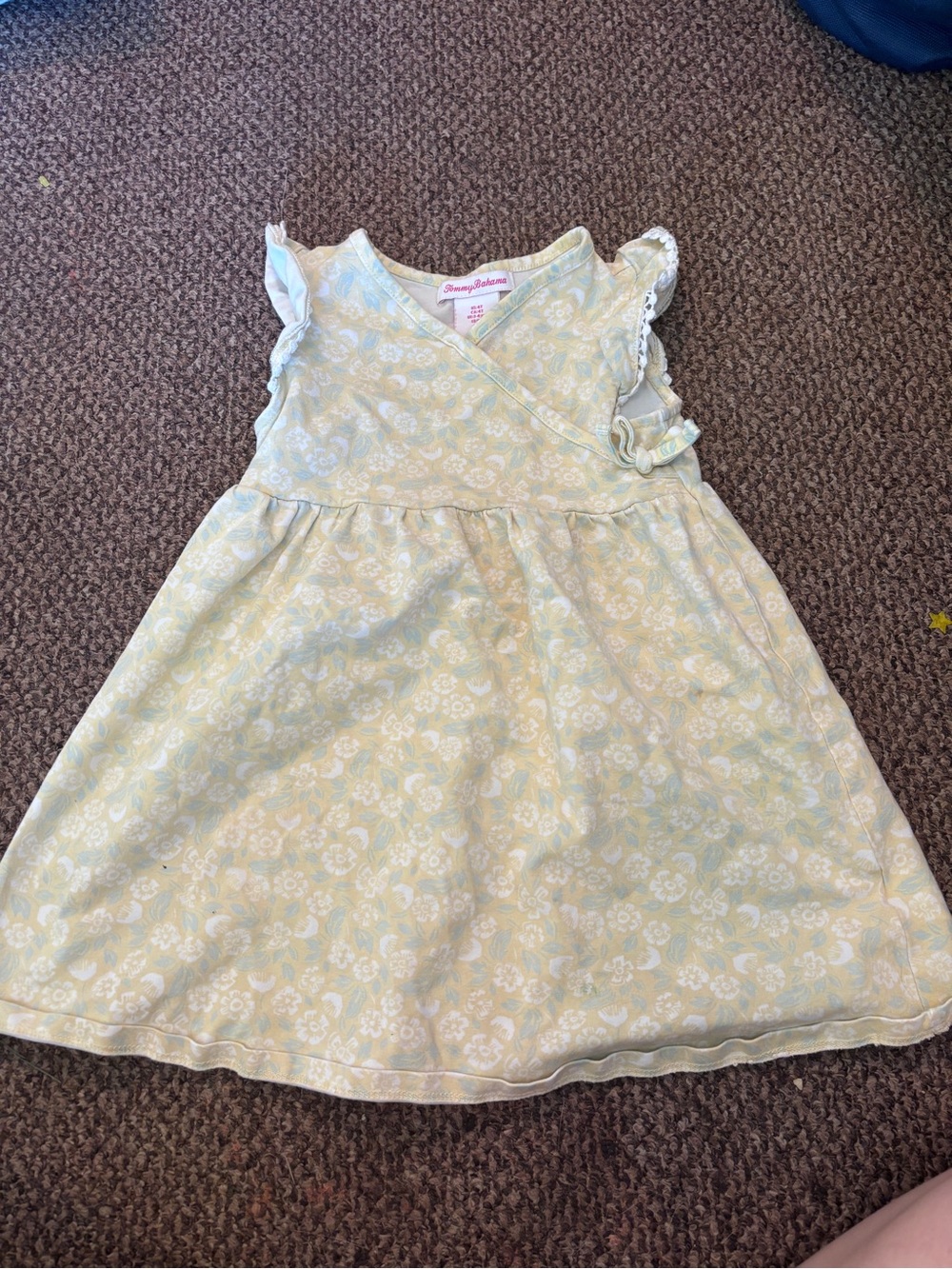 Tommy Bahama Light Yellow Floral Wrap-Front Girls Dress